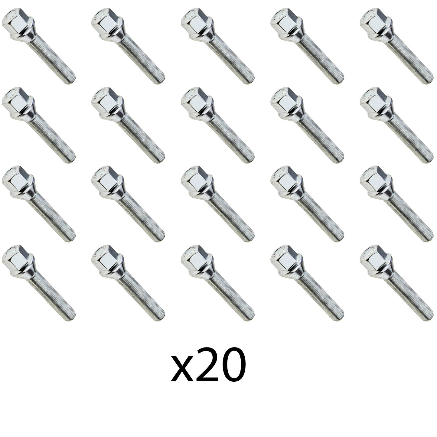 Lot de 20 Boulons de roue M12 x 1.25 50mm