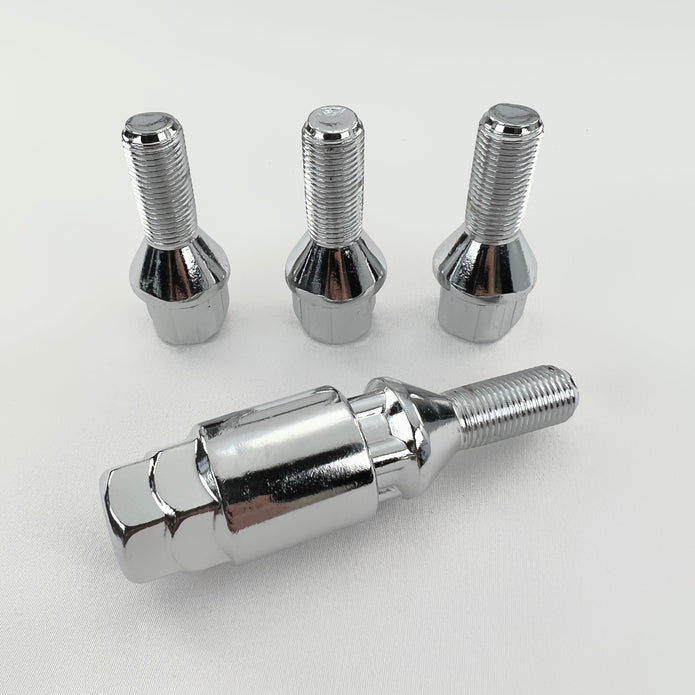 Lot de 4 + 1 Antivols de roue  M12 x 1.25 28mm