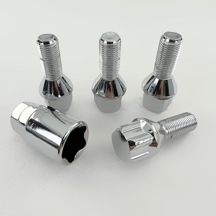 Lot de 4 + 1 Antivols de roue  M12 x 1.25 28mm